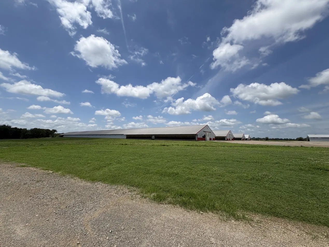 poultry house exterior, working broiler house detail in Arkansas